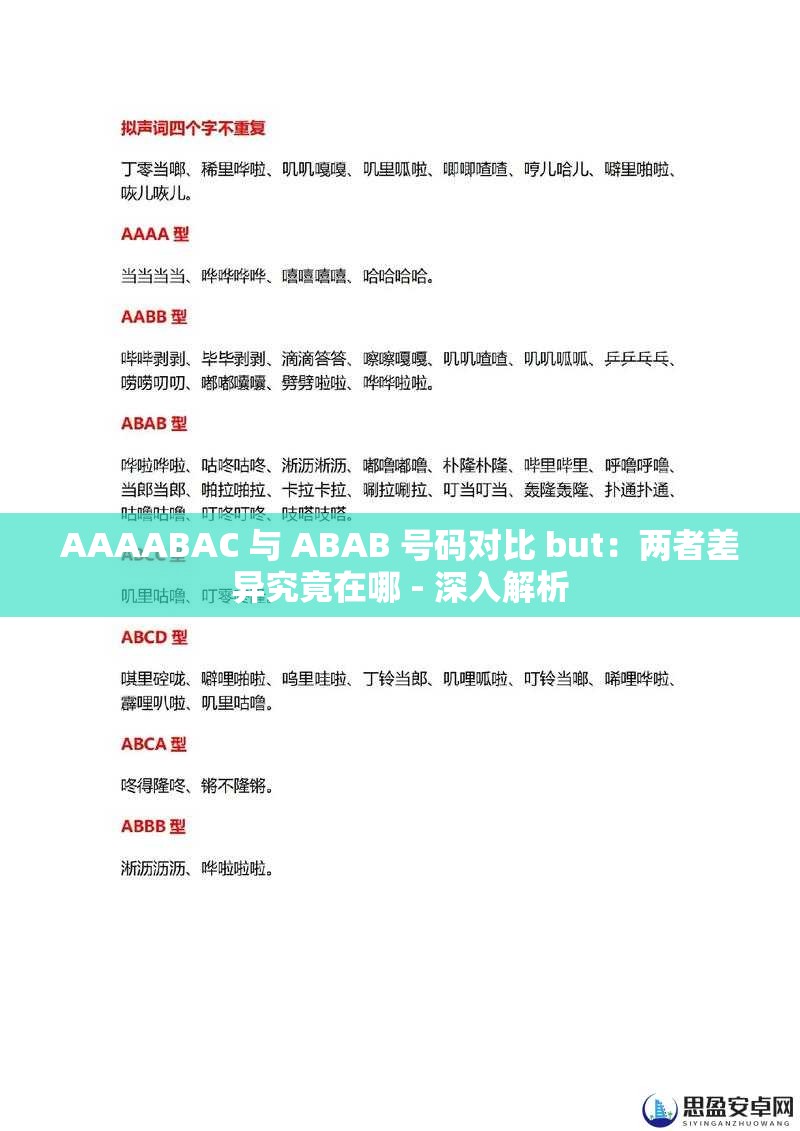 AAAABAC 与 ABAB 号码对比 but：两者差异究竟在哪 - 深入解析