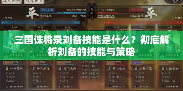 三国诛将录刘备技能是什么？彻底解析刘备的技能与策略